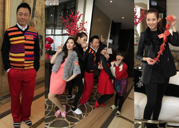 黎耀祥與張美妮（中圖左起）、呂慧儀、曾華倩、糖妹等一同在豪宅拍攝賀年特輯
